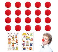 CVFRTT 20 Pieces Of Red Clown Noses And 2 Pieces Of Clown Tattoo Stickers, Sponge Clown Noses, Cosplay Accessories, Party Dress Up Props