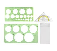 CVFRTT 3 Pieces Of Rulers, Round Template Ruler, Triangle Ruler, Technical Drawing Tools, School Office Stationery Supplies