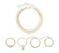 CVFRTT 3 Pieces of Stackable Necklaces and 4 Pieces of Stackable Bracelets, Vintage Metal Jewelry, Fashionable and Versatile Jewelry, Women's Jewelry, Clothing Accessories