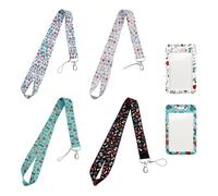 CVFRTT 4-Piece Doctor & Nurse Lanyards with 2 Card Holders, Multicolour, Cartoon Pattern, 20 cm x 15 cm, Fabric, Lobster Clasp, Suitable for Work Badges, Documents, Mobile Phones