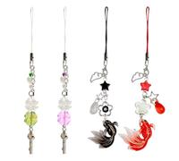 CVFRTT 4 Pieces Of Mobile Phone Pendant Ornaments, Mobile Phone Decorative Lanyards, Creative Beaded Ornaments, Cute Ornaments, Bag Ornaments, Keychain Ornaments