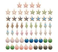 CVFRTT 60 Ocean Theme Pendant Set With Metal Shells and Starfish Decorations - DIY Jewelry Accessories for Necklaces, Bracelets, Earrings, Handicrafts