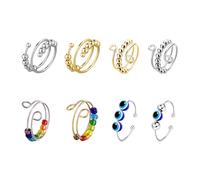 CVFRTT 8 Pieces Rings, Beaded Rings, Adjustable Rings, Metal Rings, Fashion Rings, Women's Jewelry