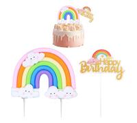 CVFRTT Rainbow Cake Decoration, 1 Piece, Plastic, Birthday Party
