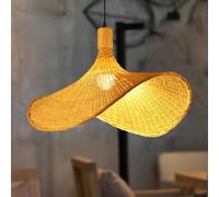 CVGBFDGYJN 2 PCS Handwoven Bamboo Hat Shaped Pendant Lamp Wabi-sabi Style Bamboo Ceiling Light Retro Chandelier for Dining Room Tea Room Restaurant