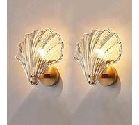 CVGBFDGYJN Creativity Iron Art Wall Light Champagne Gold Glass Lampshade Crystal Pure Iron Art Wall Lamp Simplicity Atmosphere Bedside Bedroom Living Room Shell Wall Sconce E14 Interesting
