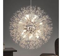 CVGBFDGYJN Crystal 16 Lights Modern LED Crystal Dining Room Living Room Fashion Dandelion Firework Silver (YHG9)