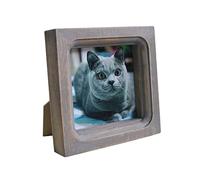 CVHOMEDECO. 4x4 Picture Frame Made of Solid Wood High Definition Glass Rustic Vintage Designs Small Photo Frame for Tabletop Display and Wall Mounting, Distress Brown