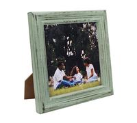 CVHOMEDECO. 6x6 Picture Frame Made of Solid Wood High Definition Glass Rustic Antique Designs Small Photo Frame for Tabletop Display and Wall Mounting, Distress Teal