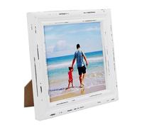 CVHOMEDECO. 6x6 Picture Frame Made of Solid Wood High Definition Glass Rustic Antique Designs Small Photo Frame for Tabletop Display and Wall Mounting, Distress White