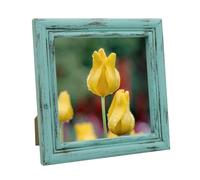 CVHOMEDECO. 6x6 Picture Frame Made of Solid Wood High Definition Glass Rustic Antique Designs Small Photo Frame for Tabletop Display and Wall Mounting, Distress Blue