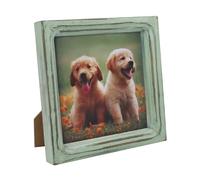 CVHOMEDECO. 6x6 Picture Frame Made of Solid Wood High Definition Glass Rustic Vintage Designs Small Photo Frame for Tabletop Display and Wall Mounting, Distress Teal