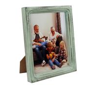 CVHOMEDECO. 6x8 Picture Frame Made of Solid Wood High Definition Glass Rustic Vintage Designs Small Photo Frame for Tabletop Display and Wall Mounting, Distress Teal