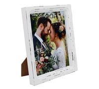 CVHOMEDECO. 6x8 Picture Frame Made of Solid Wood High Definition Glass Rustic Vintage Designs Small Photo Frame for Tabletop Display and Wall Mounting, Distress White