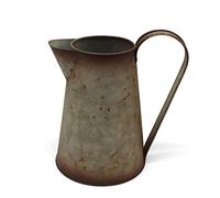 CVHOMEDECO. 7 Inch Galvanized Metal Milk Pitcher, Old Rustic Primitive Watering Can Jug Vase for Home and Garden Décor.