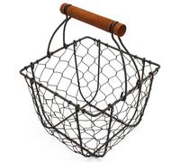 CVHOMEDECO. Chicken Wire Egg Basket Fruit Basket with Wooden Handle Primitives Vintage Gathering Basket. Rusty (Square)