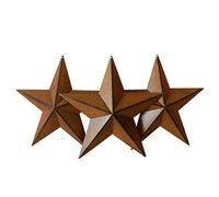 CVHOMEDECO. Country Rustic Antique Vintage Gifts Metal Barn Star Wall/Door Decor, 12 Inch, Set of 3. (Rusty)