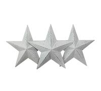 CVHOMEDECO. Country Rustic Antique Vintage Gifts Metal Barn Star Wall/Door Decor, 12 Inch, Set of 3. (Whitewash)