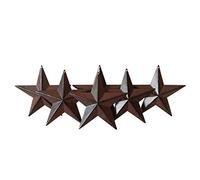 CVHOMEDECO. Country Rustic Antique Vintage Gifts Metal Barn Star Wall/Door Decor, 4 Inch, Set of 6. (Burgundy)