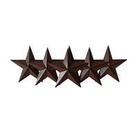 CVHOMEDECO. Country Rustic Antique Vintage Gifts Metal Barn Star Wall/Door Decor, 5.5 Inch, Set of 6. (Burgundy)