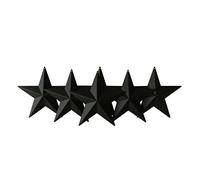 CVHOMEDECO. Country Rustic Antique Vintage Gifts Metal Barn Star Wall/Door Decor, 5.5 Inch, Set of 6. (Matt black)