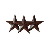 CVHOMEDECO. Country Rustic Antique Vintage Gifts Metal Barn Star Wall/Door Decor, 8 Inch, Set of 3. (Burgundy)