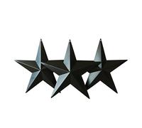 CVHOMEDECO. Country Rustic Antique Vintage Gifts Metal Barn Star Wall/Door Decor, 8 Inch, Set of 3. (Matt black)