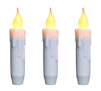 CVHOMEDECO. Flickering Taper Candles LED Drip Flameless Candles, Battery Operated with Timer, White, 4.75 Inch, Set of 3