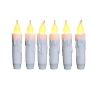CVHOMEDECO. Flickering Taper Candles LED Drip Flameless Candles, Battery Operated with Timer, White, 4.75 Inch, Set of 6