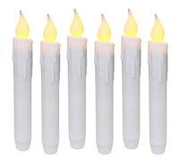 CVHOMEDECO. Flickering Taper Candles LED Drip Flameless Candles, Battery Operated with Timer, White, 6.75 Inch, Set of 6