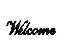 CVHOMEDECO. Matt Black Wooden Words Sign Free Standing "Welcome" Desk/Table/Shelf/Home Wall/Office Decoration Art, 14.5 x 4.25 x 1 Inch