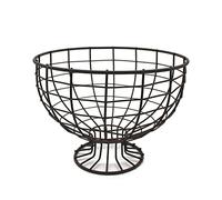 CVHOMEDECO. Metal Wire Round Egg Basket with Pedestal Counter Top Fruit Bowl Storage for Kitchen Home. Rusty