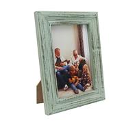 CVHOMEDECO. Picture Frame Made of Solid Wood High Definition Glass Rustic Antique Designs Small Photo Frame for Tabletop Display and Wall Mounting (4" X 6", Distress Teal)