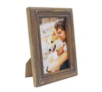 CVHOMEDECO. Picture Frame Made of Solid Wood High Definition Glass Rustic Antique Designs Small Photo Frame for Tabletop Display and Wall Mounting (4" X 6", Distress Brown)