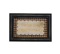 CVHOMEDECO. Primitives Antique Cherish Life's Simple Pleasures Stitchery Frame Wall Mounted Hanging Decor Art, 9 x 6 Inch