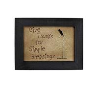 CVHOMEDECO. Primitives Antique Give Thanks for Simple Blessings Stitchery Frame Wall Mounted Hanging Decor Art, 9 x 7 Inch