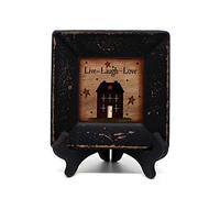 CVHOMEDECO. Primitives Country House Decorative Plate with Rack Square Display Wooden Plate Home and Office Décor Art, 6 X 6 Inch