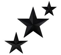 CVHOMEDECO. Primitives Rustic Antique Vintage Gifts Metal Barn Star Wall/Door Decor, 12/8/5.5 Inch, 3 PCS/SET.