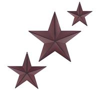 CVHOMEDECO. Primitives Rustic Antique Vintage Gifts Metal Barn Star Wall/Door Decor, 12/8/5.5 Inch, 3 PCS/SET.