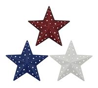 CVHOMEDECO. Primitives Rustic Gifts American Flag Stars Punched Metal Barn Stars for Wall/Wreaths/Twigs Decor, 6 Inch, Set of 3