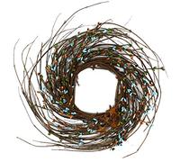 CVHOMEDECO. Primitives Rustic Pip Berries and Twig with Rusty Barn Stars Wreath, 12 Inch, Country Mix