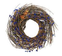 CVHOMEDECO. Primitives Rustic Pip Berries and Twig with Rusty Barn Stars Wreath, 12-Inch, Navy Blue