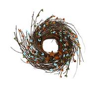 CVHOMEDECO. Primitives Rustic Pip Berries and Twig with Rusty Barn Stars Wreath, 7 Inch, Country Mix