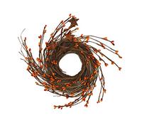 CVHOMEDECO. Primitives Rustic Pip Berries and Twig with Rusty Barn Stars Wreath, 7 Inch, Gold