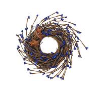 CVHOMEDECO. Primitives Rustic Pip Berries and Twig with Rusty Barn Stars Wreath, 7-Inch, Navy Blue