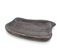 CVHOMEDECO. Primitives Solid Wood Decorative Tray Vintage Hand Carved Wooden Candle Bowl Rustic Treenware Home and Office Décor Art, 16x8x2 Inch