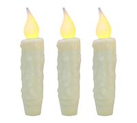 CVHOMEDECO. Real Wax Hand Dipped Battery Operated LED Timer Taper Candles Country Primitive Flameless Lights Décor, 4-3/4 Inch, Ivory, 3 PCS in a Package