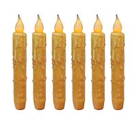 CVHOMEDECO. Real Wax Hand Dipped Battery Operated LED Timer Taper Candles Rustic Primitive Flameless Lights Decor, 6.75 Inch, Orange, 6 PCS in a Package