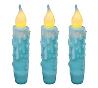 CVHOMEDECO. Real Wax Hand Dipped Battery Operated LED Timer Taper Candles Rustic Primitive Flameless Lights Decor, 4.75 Inch, Teal, 3 PCS in a Package