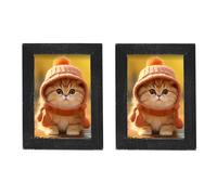 CVHOMEDECO. Rustic Vintage Picture Frames, 4x6 Inch, Solid Wood with Real Glass, Tabletop and Wall Display, Distressed Black, Set of 2